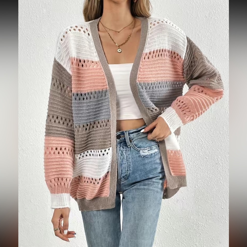 Nwt Cutout knit color block cardigan